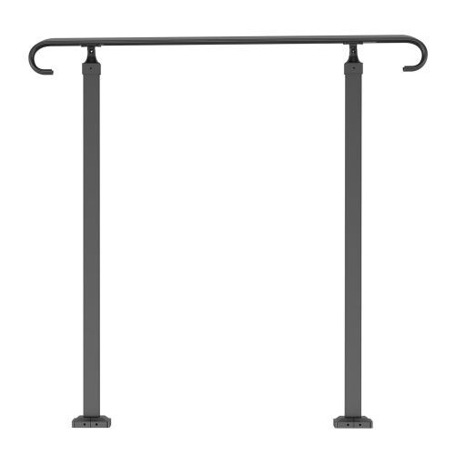 VEVOR Handrails for Outdoor Steps, Fit 1-3 Steps Outdoor Stair Railing, Wrought Iron Handrail, Adjustable Front Porch Hand Rail