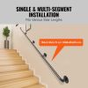 VEVOR Pipe Stair Handrail, 13FT Staircase Handrail, 440LBS Load Capacity Carbon Steel Pipe Handrail, Industrial Pipe Handrail with Wall Mount Support