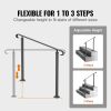 VEVOR Handrails for Outdoor Steps, Fit 1-3 Steps Wrought Iron Handrail, Outdoor Stair Railing, Adjustable Front Porch Hand Rail