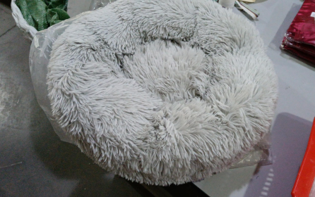 Dog Beds For Small Dogs Round Plush Cat Litter Kennel Pet Nest Mat Puppy Beds (Option: Light gray-50cm)